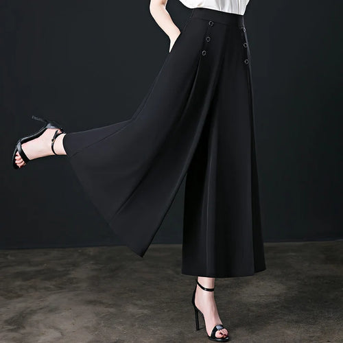 Pantalones de pierna ancha para mujer, estilo elegante y versátil
