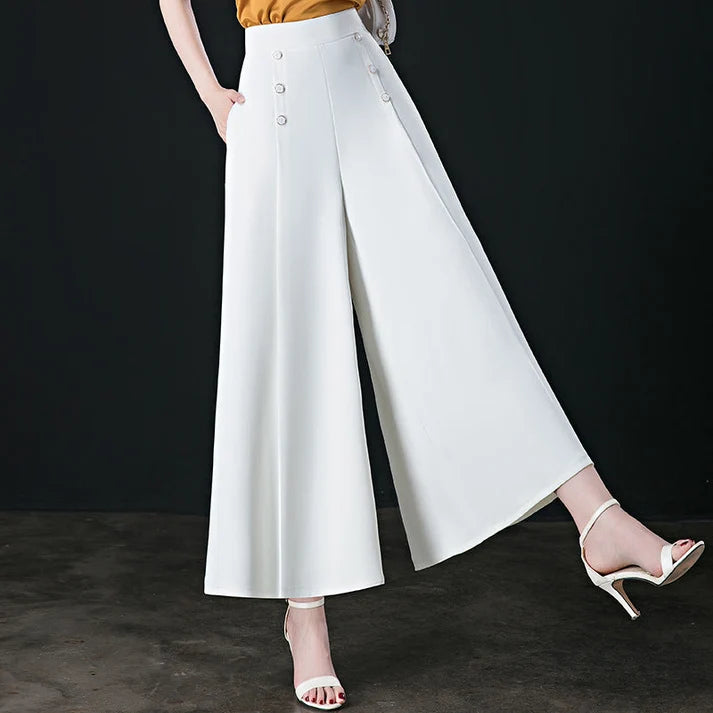 Pantalones de pierna ancha para mujer, estilo elegante y versátil