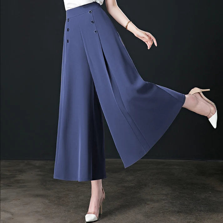 Pantalones de pierna ancha para mujer, estilo elegante y versátil
