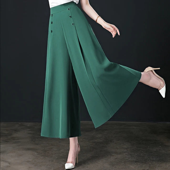 Pantalones de pierna ancha para mujer, estilo elegante y versátil