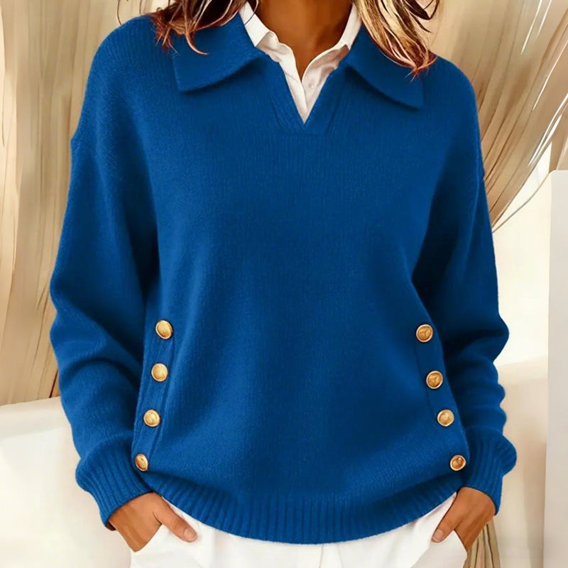 Amara | Jersey de punto con escote en V en color liso para mujer