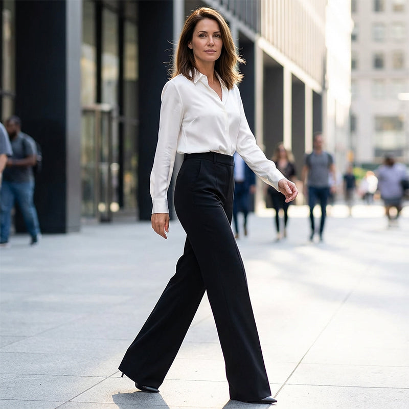 Leire | Pantalón de Vestir Mujer de Pierna Ancha – Elegante, Cómodo y Versátil.Oferta!!!