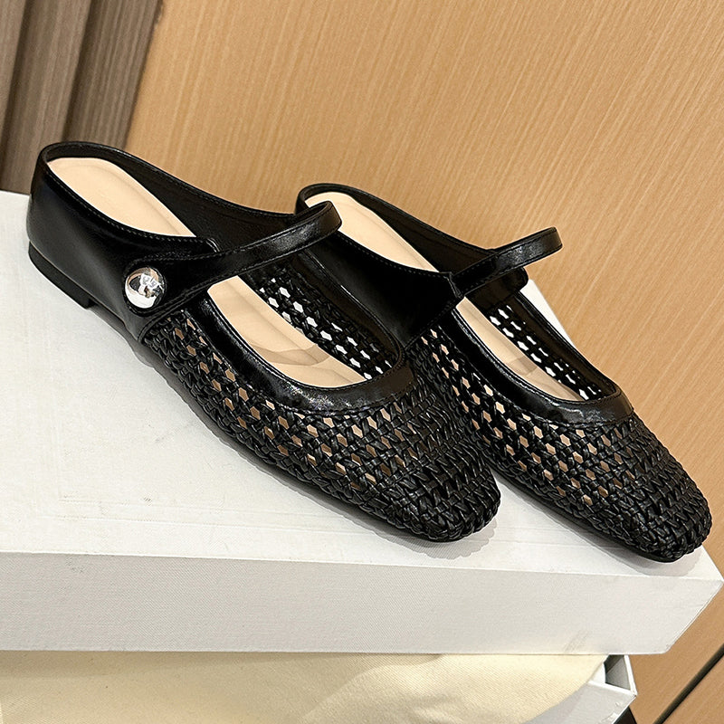 Elvira | Mules de Mujer con alza y de  Punta Cuadrada & Cierre Mary Jane