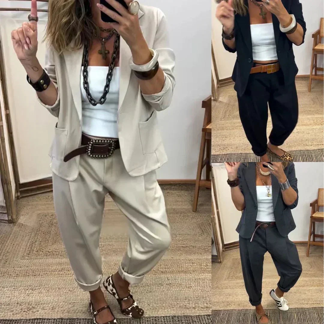 Berenice | Traje de negocios para mujer: americana con cuello y pantalón, estilo clásico y ajuste transpirable.