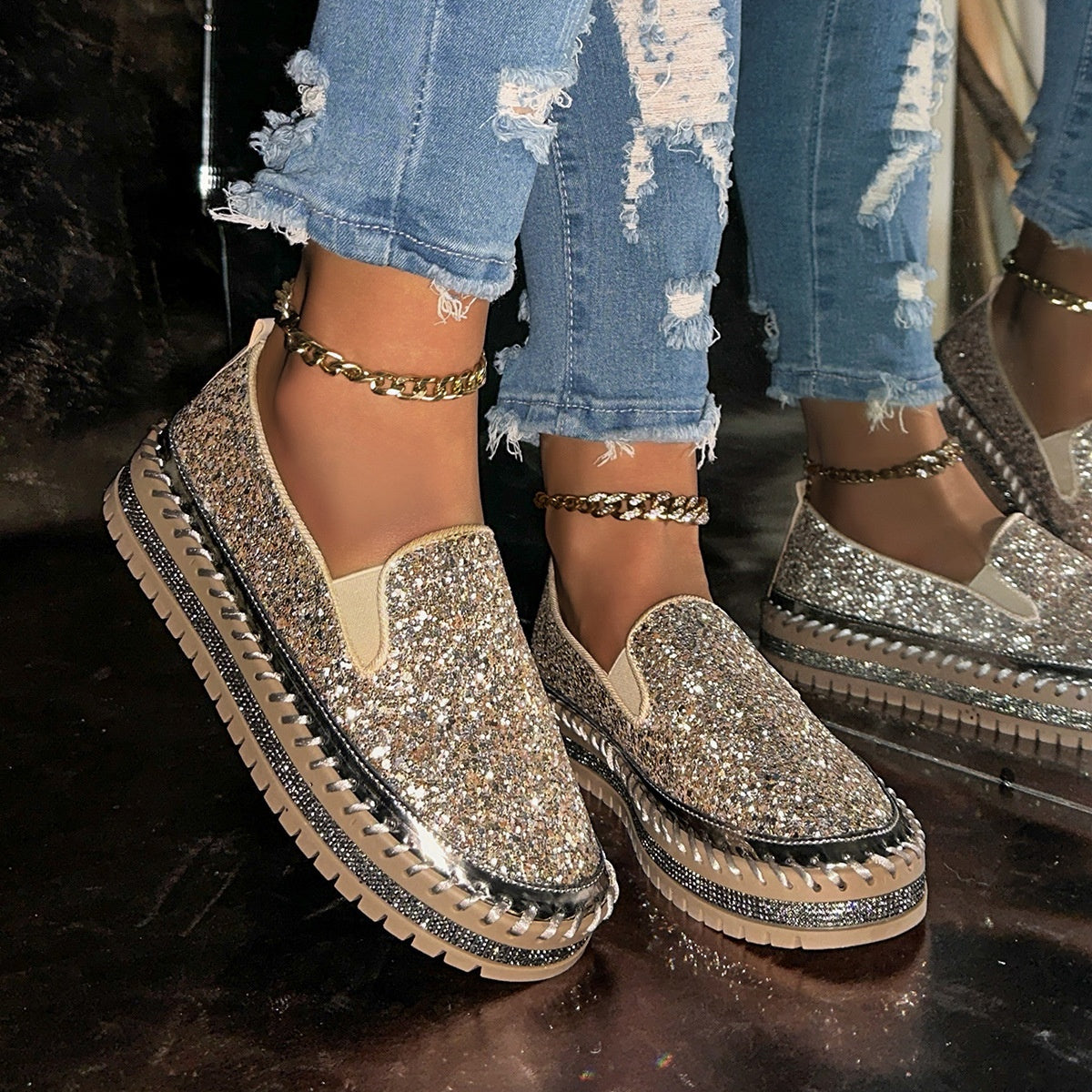 Viviana | Zapatos Slip-On Cómodos con Lentejuelas para Mujer