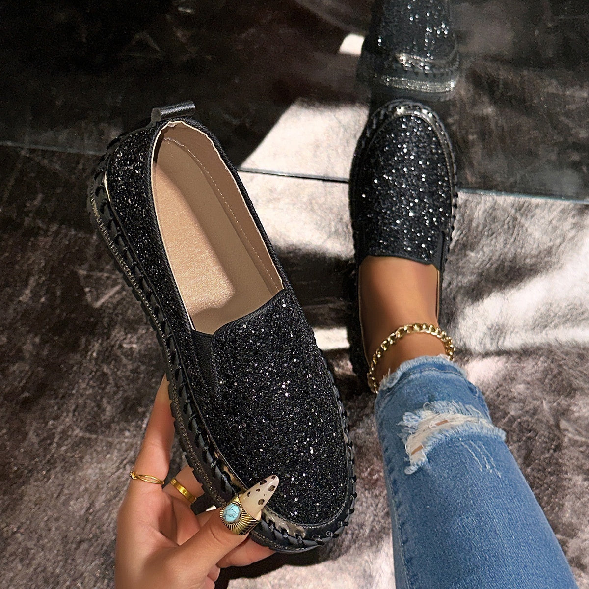 Viviana | Zapatos Slip-On Cómodos con Lentejuelas para Mujer