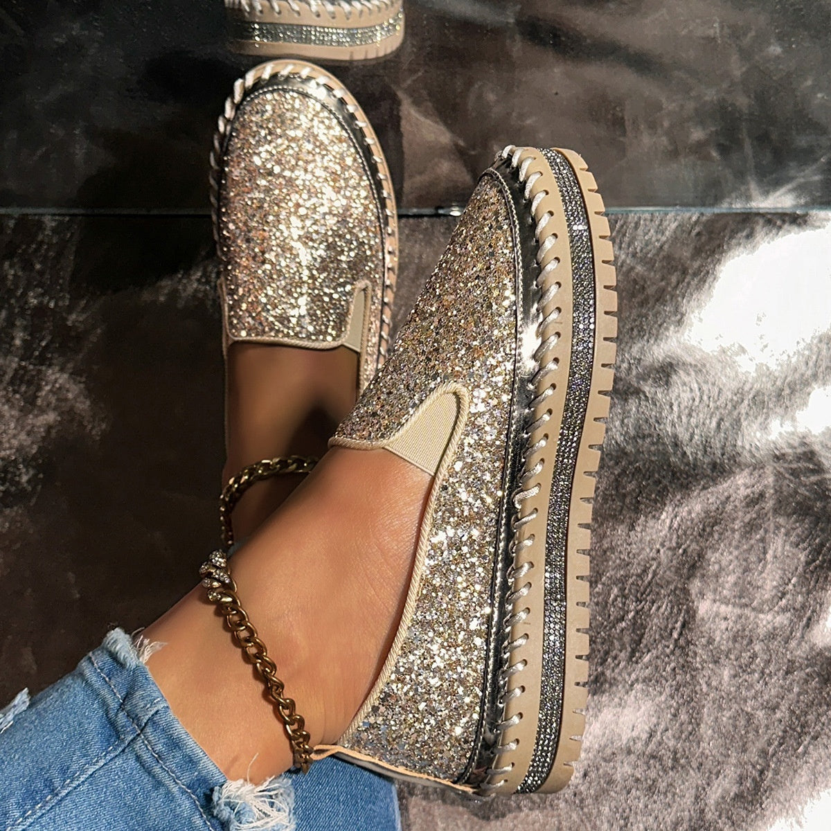 Viviana | Zapatos Slip-On Cómodos con Lentejuelas para Mujer