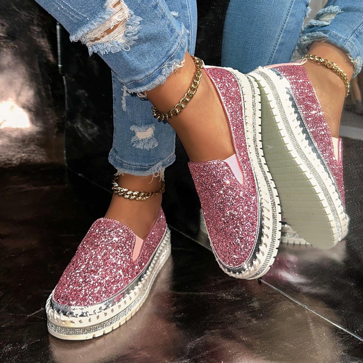 Viviana | Zapatos Slip-On Cómodos con Lentejuelas para Mujer