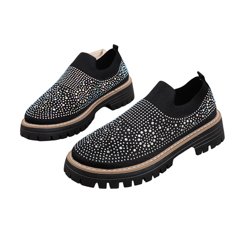 Federica | Mocasines para mujer – Suela de plataforma, adornados con strass, modernos y cómodos para la primavera