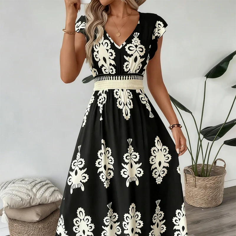 Candela - Vestido maxi barroco con escote en V