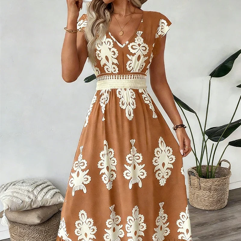 Candela - Vestido maxi barroco con escote en V