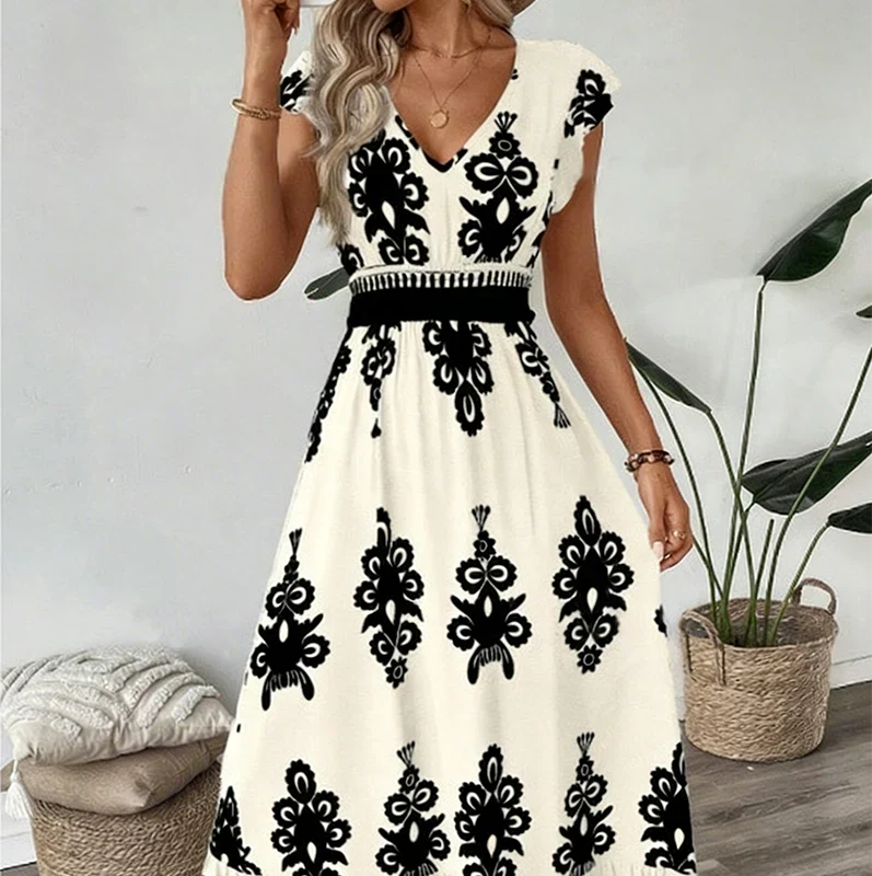 Candela - Vestido maxi barroco con escote en V