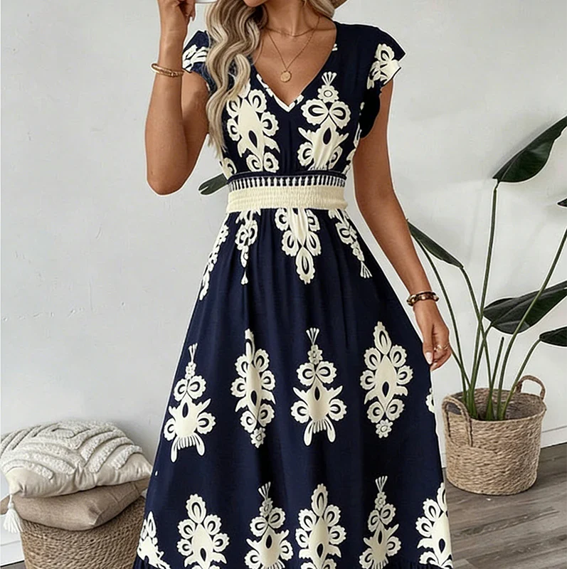 Candela - Vestido maxi barroco con escote en V