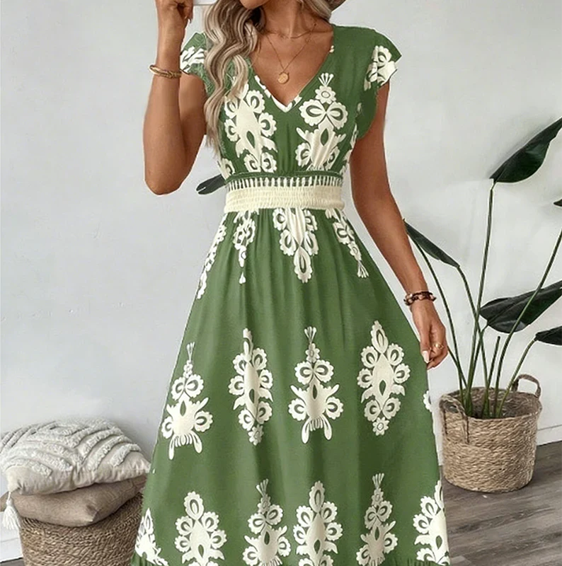 Candela - Vestido maxi barroco con escote en V