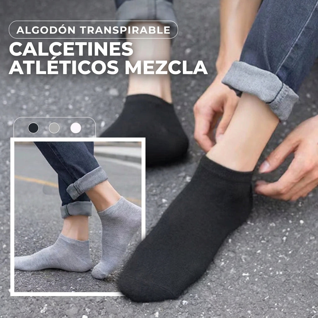 Pack de 3 pares de calcetines deportivos transpirables de mezcla de algodón, talla única