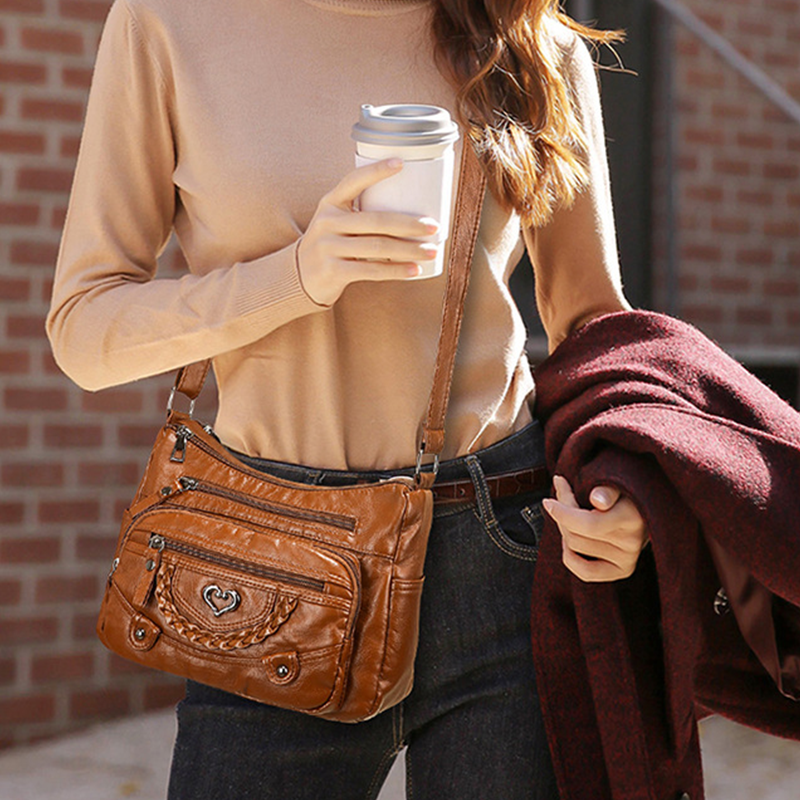 Aurora | Bolso bandolera para mujer de suave cuero PU – con varios compartimentos
