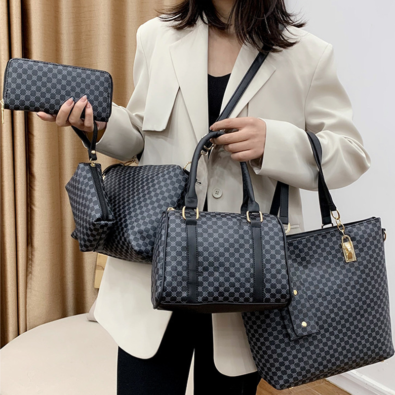 Uxue | Elegante set de bolsos 6 en 1 con estampado, versátiles bolsos de hombro, bandolera y de mano