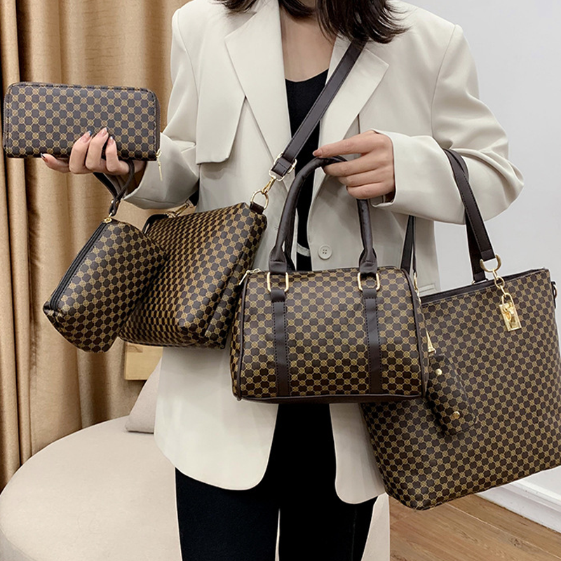 Uxue | Elegante set de bolsos 6 en 1 con estampado, versátiles bolsos de hombro, bandolera y de mano