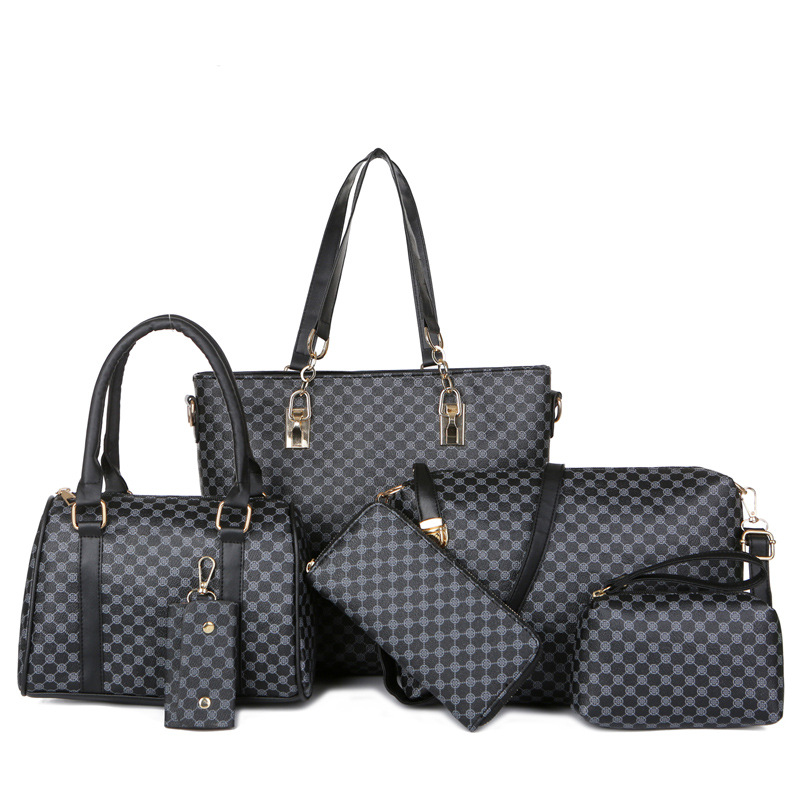 Uxue | Elegante set de bolsos 6 en 1 con estampado, versátiles bolsos de hombro, bandolera y de mano