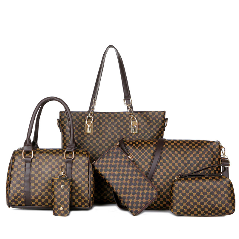 Uxue | Elegante set de bolsos 6 en 1 con estampado, versátiles bolsos de hombro, bandolera y de mano