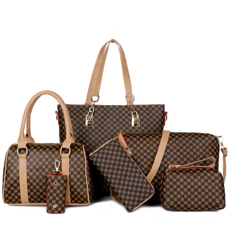 Uxue | Elegante set de bolsos 6 en 1 con estampado, versátiles bolsos de hombro, bandolera y de mano