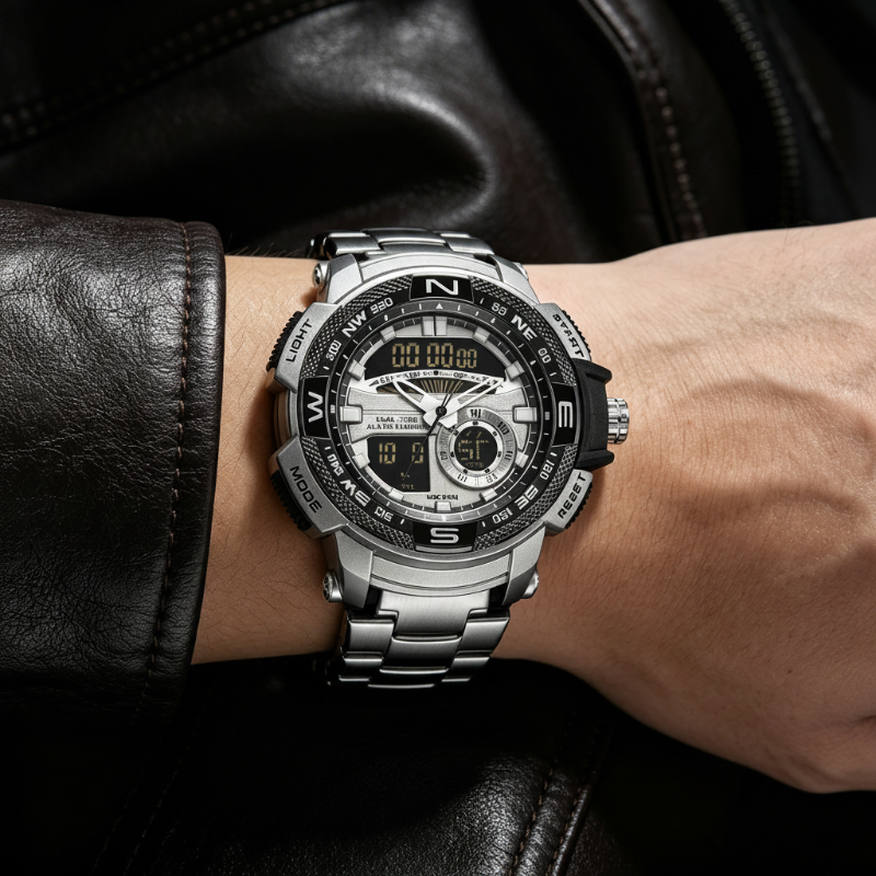 Emilio | Reloj deportivo multifunción para hombre-doble uso horario-cronómetro y resistente al agua