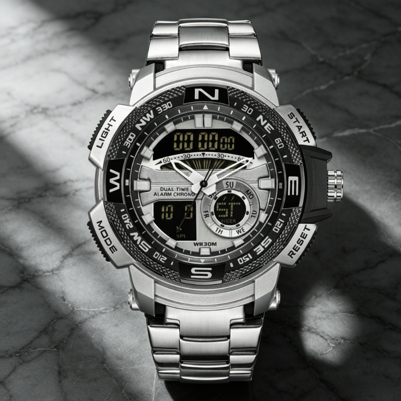 Emilio | Reloj deportivo multifunción para hombre-doble uso horario-cronómetro y resistente al agua