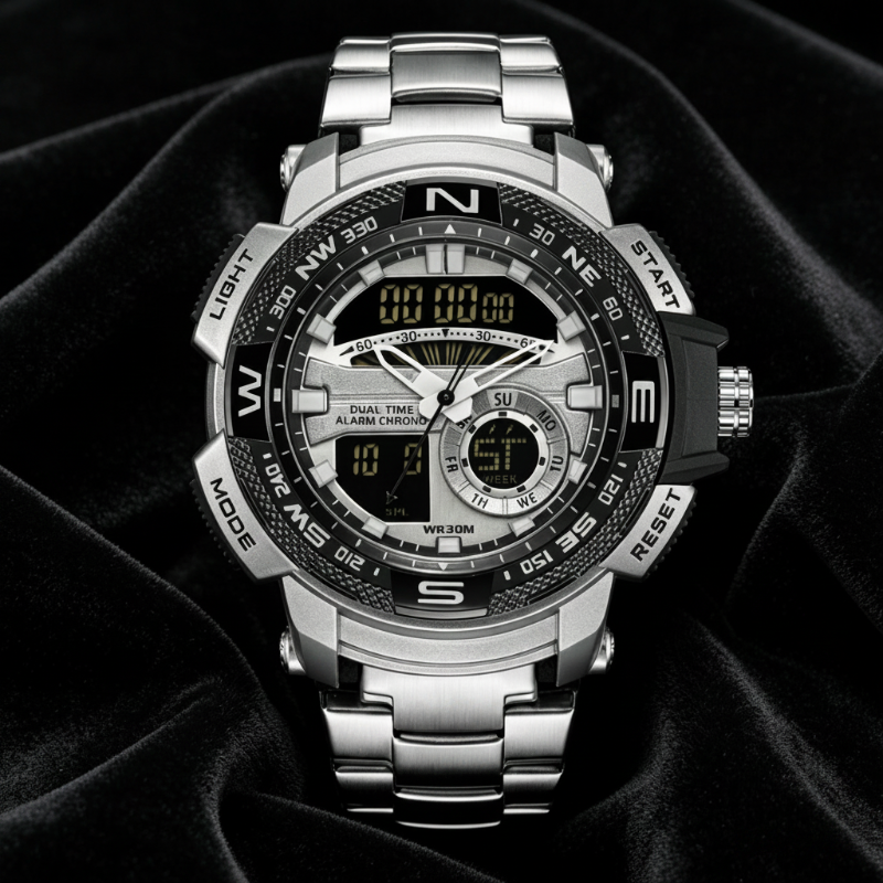 Emilio | Reloj deportivo multifunción para hombre-doble uso horario-cronómetro y resistente al agua