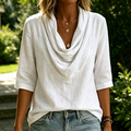 Sara | Blusa plisada para mujer con cuello drapeado y mangas