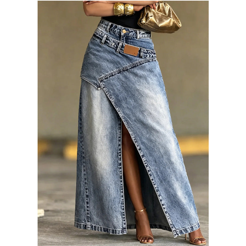 Laila | Falda Maxi de Denim Multicapa para Mujer