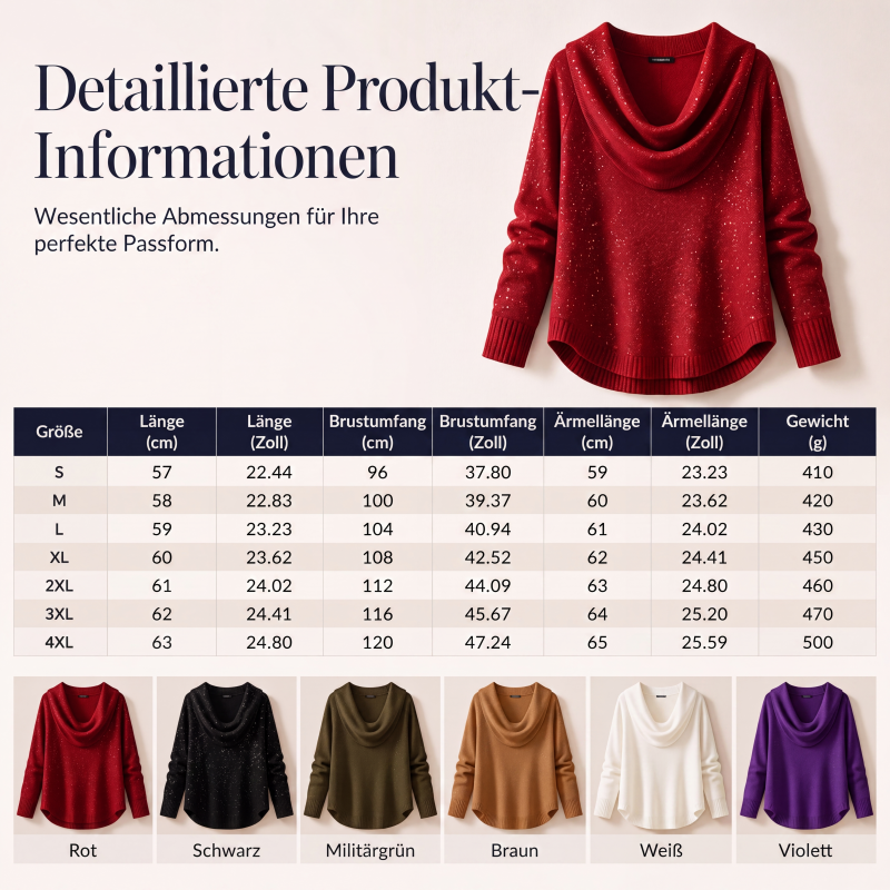 Kaia | Jersey de lentejuelas con cuello elegante – suave y abrigado