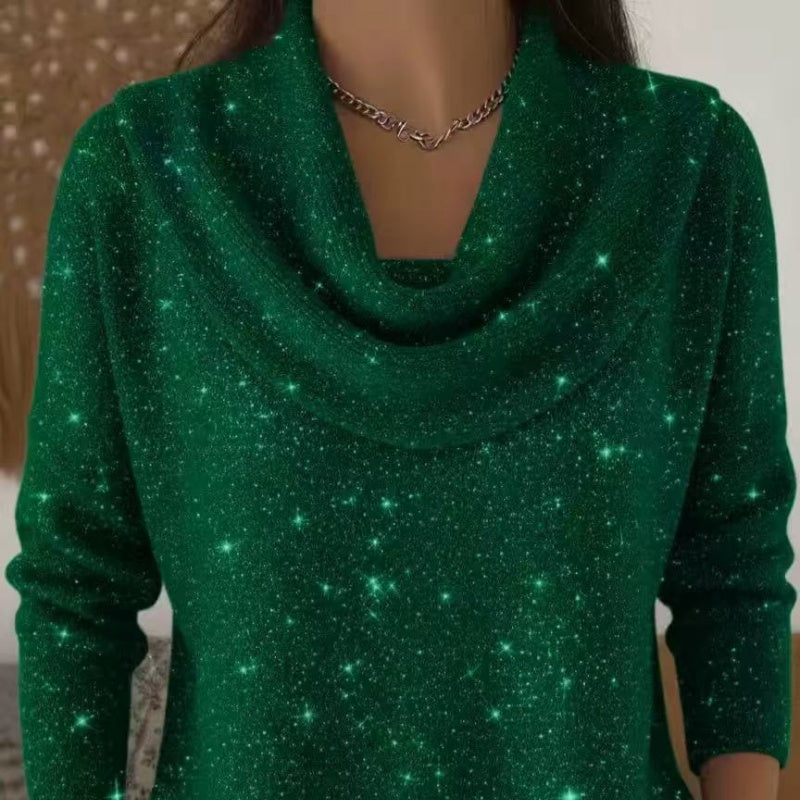 Kaia | Jersey de lentejuelas con cuello elegante – suave y abrigado