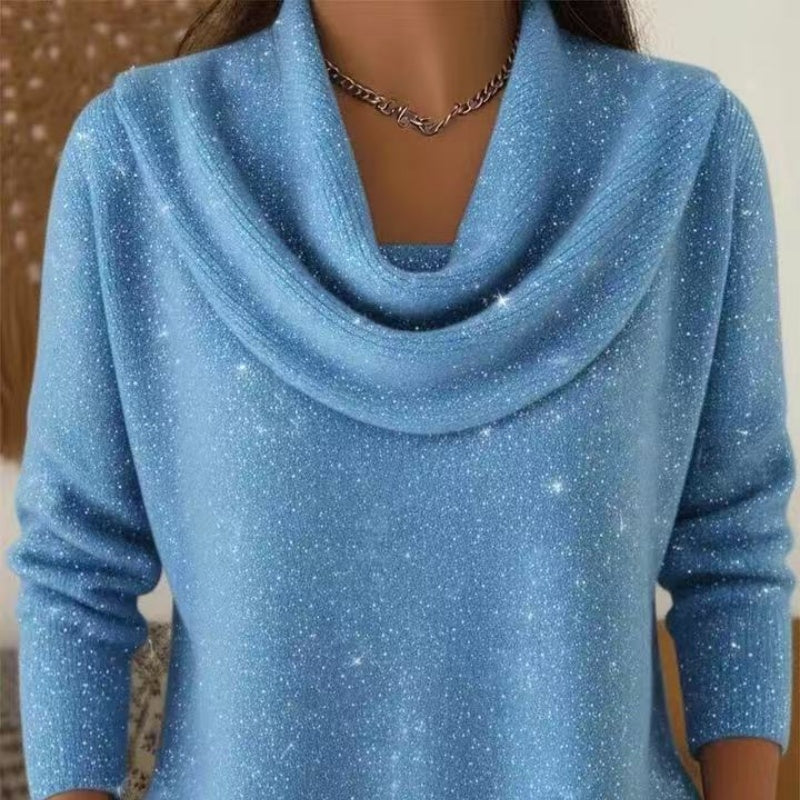 Kaia | Jersey de lentejuelas con cuello elegante – suave y abrigado