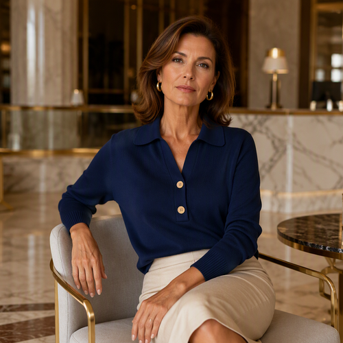 Alessia | Elegante jersey de punto con cuello de solapa para mujer