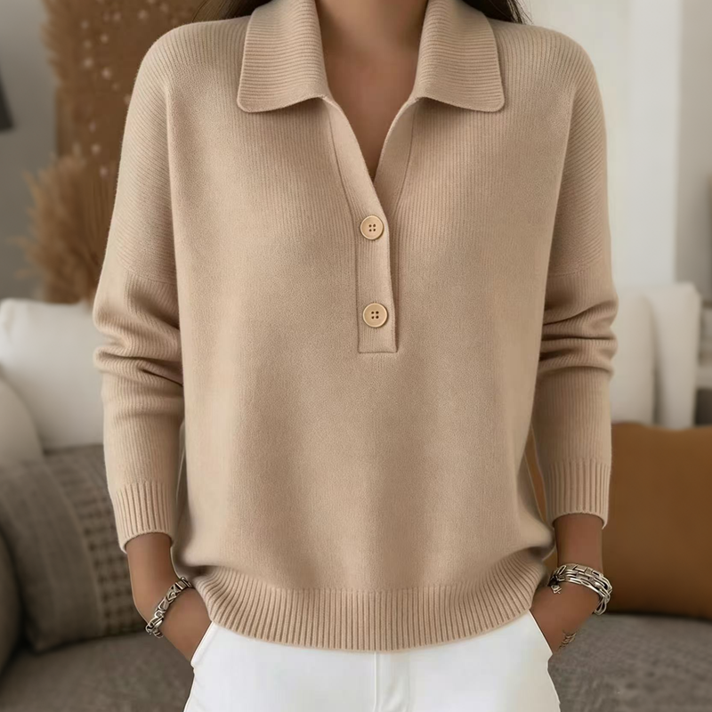 Alessia | Elegante jersey de punto con cuello de solapa para mujer