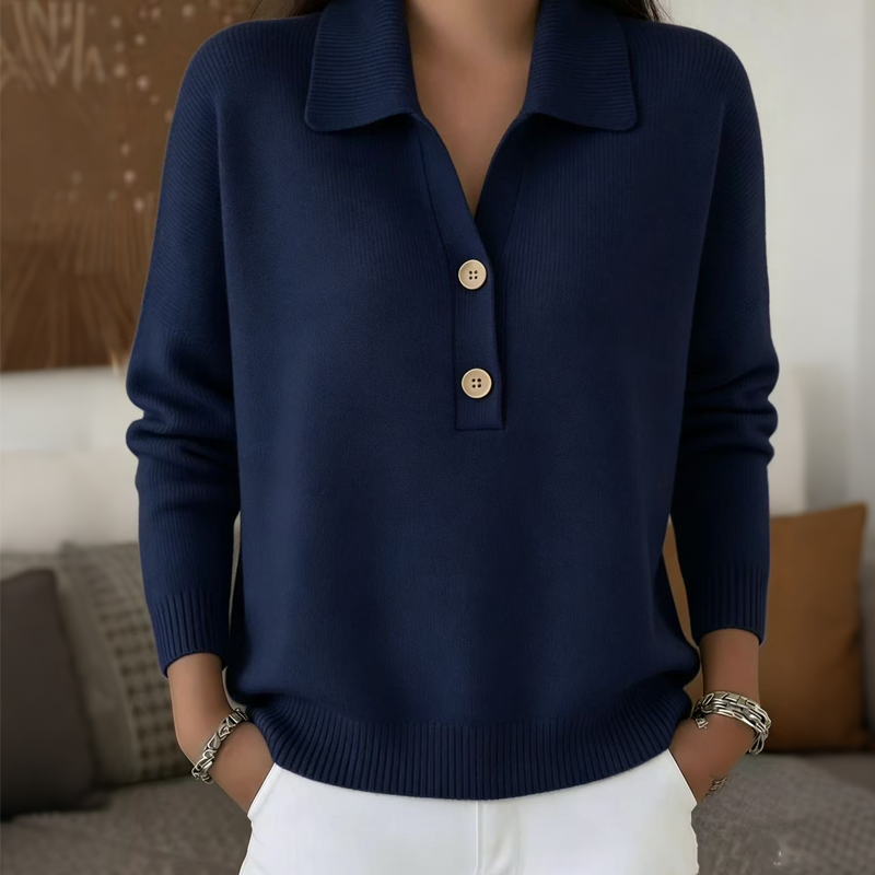 Alessia | Elegante jersey de punto con cuello de solapa para mujer