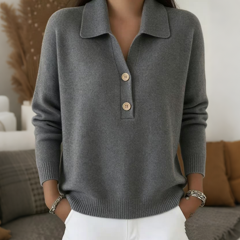 Alessia | Elegante jersey de punto con cuello de solapa para mujer