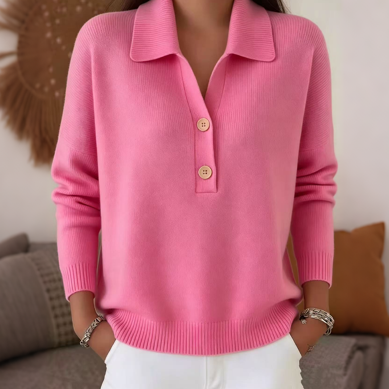 Alessia | Elegante jersey de punto con cuello de solapa para mujer