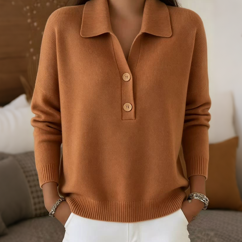 Alessia | Elegante jersey de punto con cuello de solapa para mujer