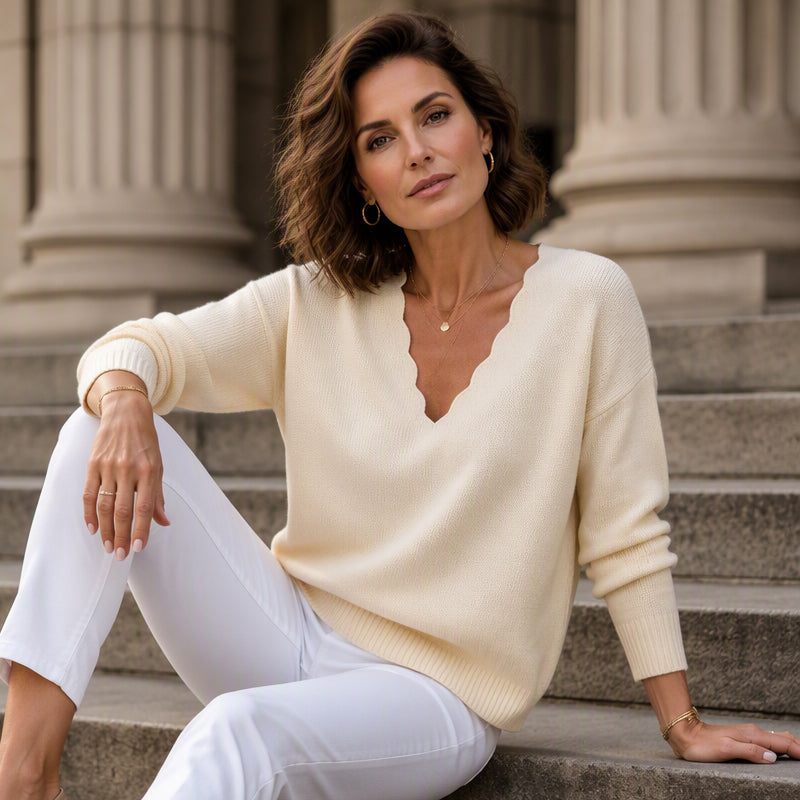 Sorelle | Jersey de punto con escote en V de picos para mujer