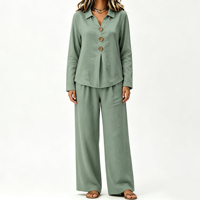 Pilar | Conjunto de dos piezas con pantalón y corte relajado – suave y versátil