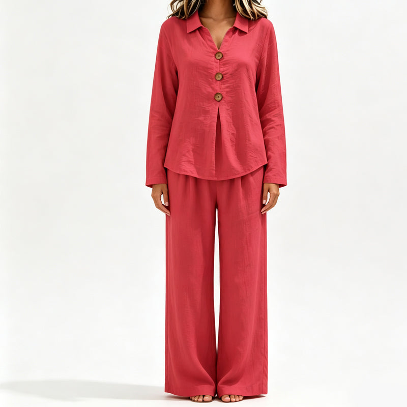 Pilar | Conjunto de dos piezas con pantalón y corte relajado – suave y versátil