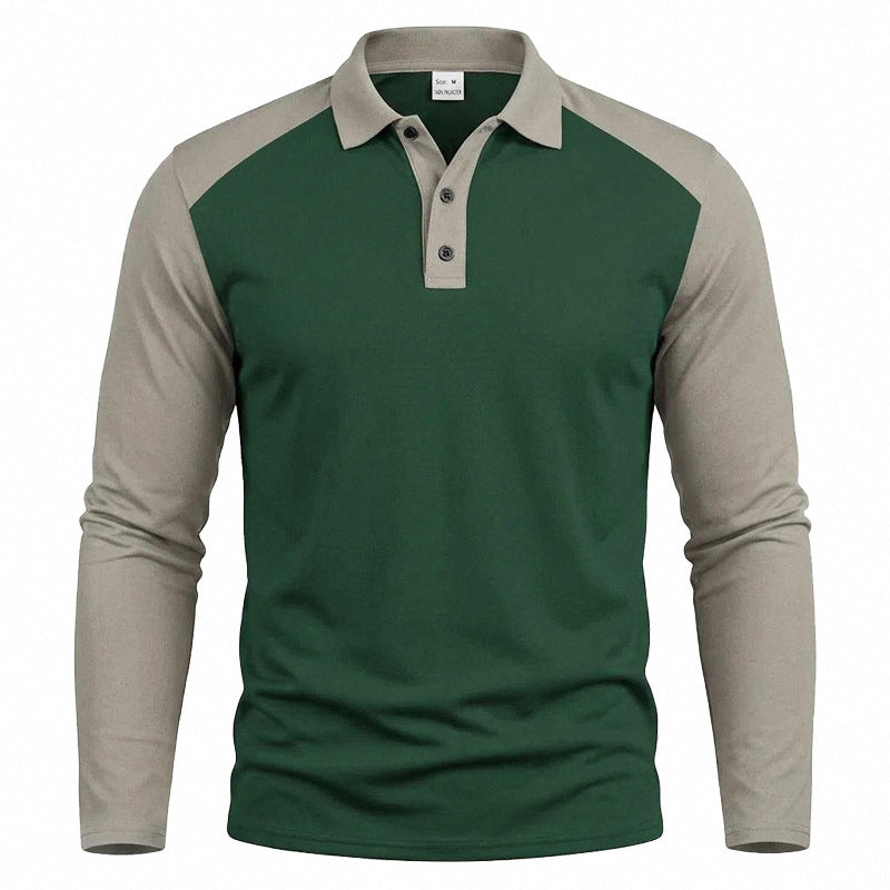 Elio |  Camisa de Manga Larga con solapa de golf para hombre.