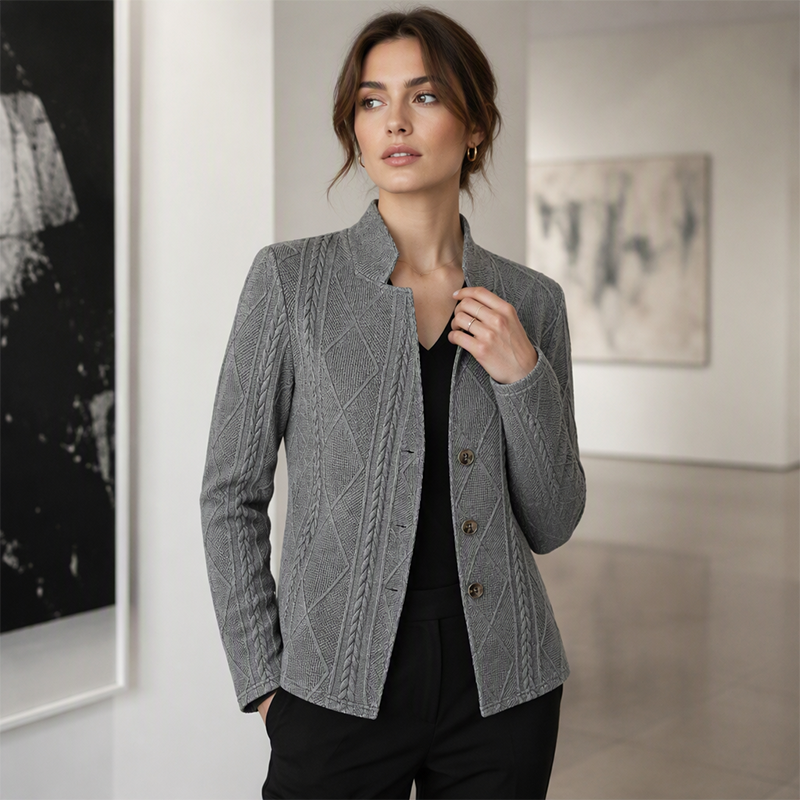 Lía | Blazer Estructurado con Cuello Mao para Mujer – Perfecto para la Oficina