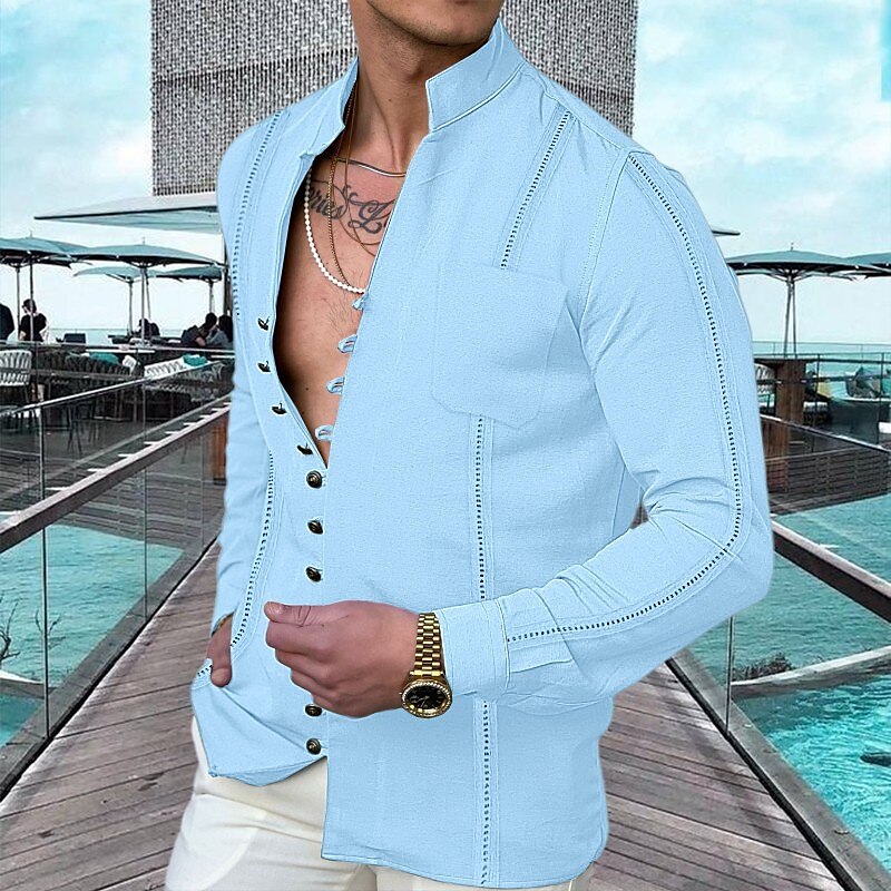 Kael |  Camisa de manga larga de lino para hombre con botones