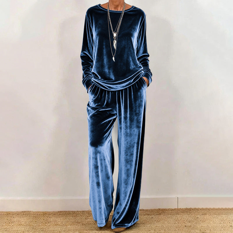 Iris | Conjunto de terciopelo de dos piezas-Top y pantalón con un look elegante