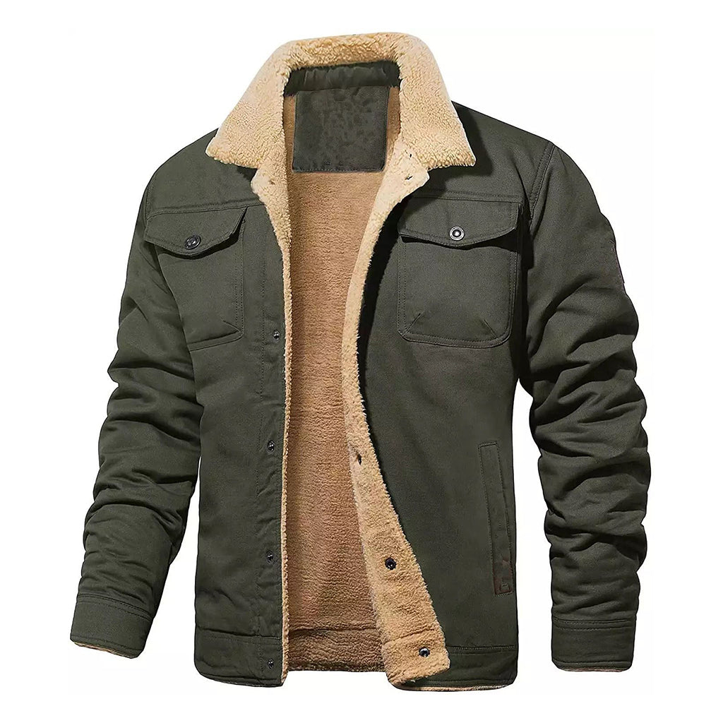 Diego | Chaqueta de trabajo informal de hombre con forro Sherpa y bolsillos utilitarios