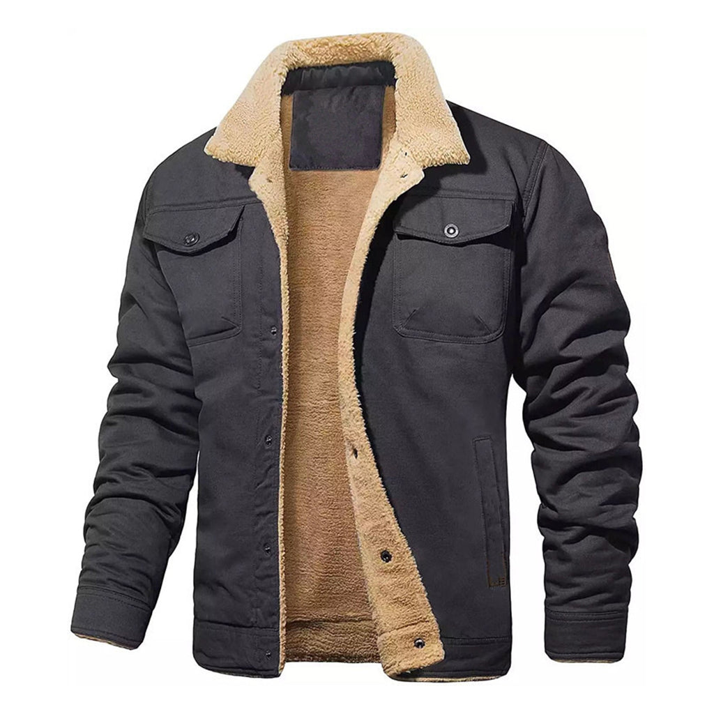 Diego | Chaqueta de trabajo informal de hombre con forro Sherpa y bolsillos utilitarios