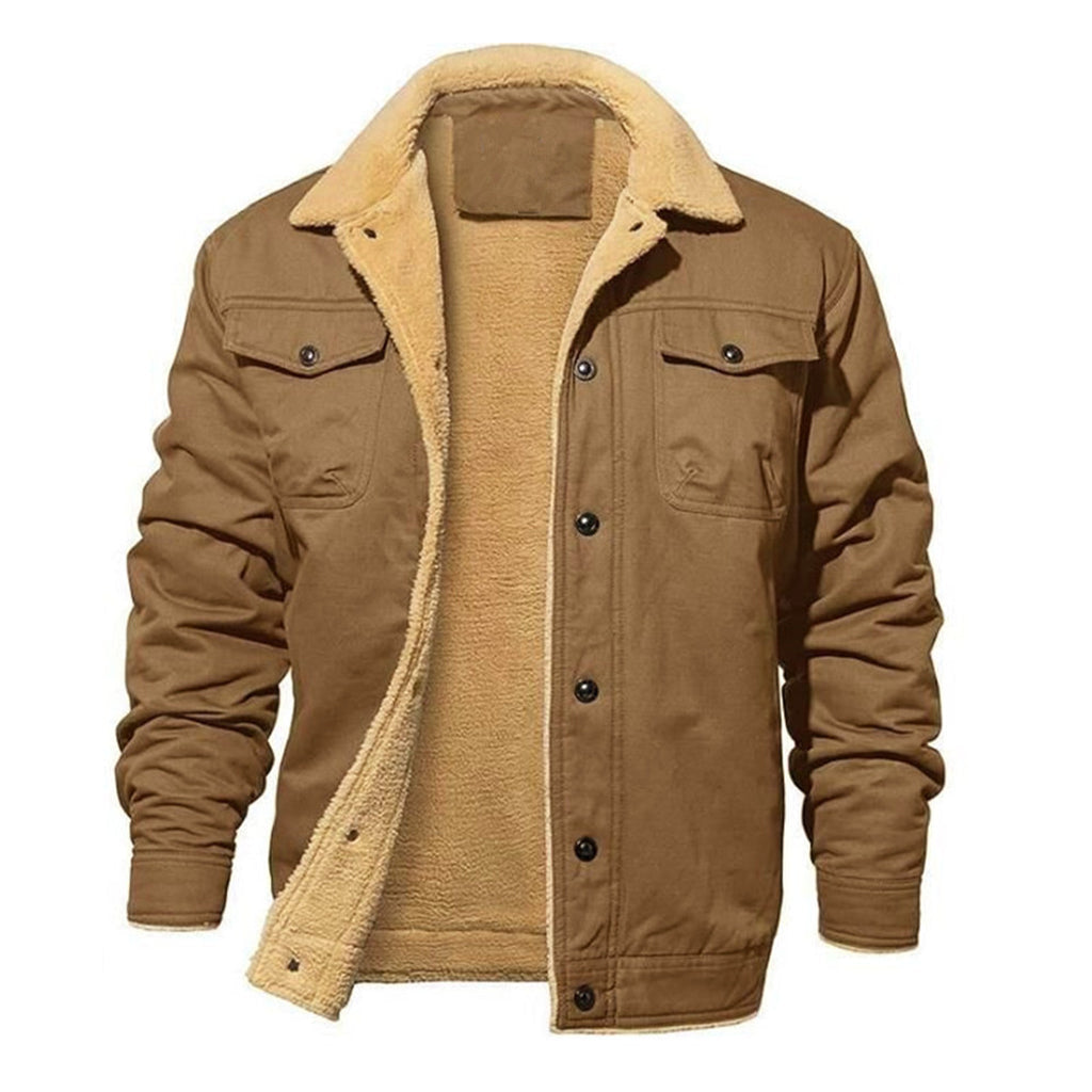 Diego | Chaqueta de trabajo informal de hombre con forro Sherpa y bolsillos utilitarios