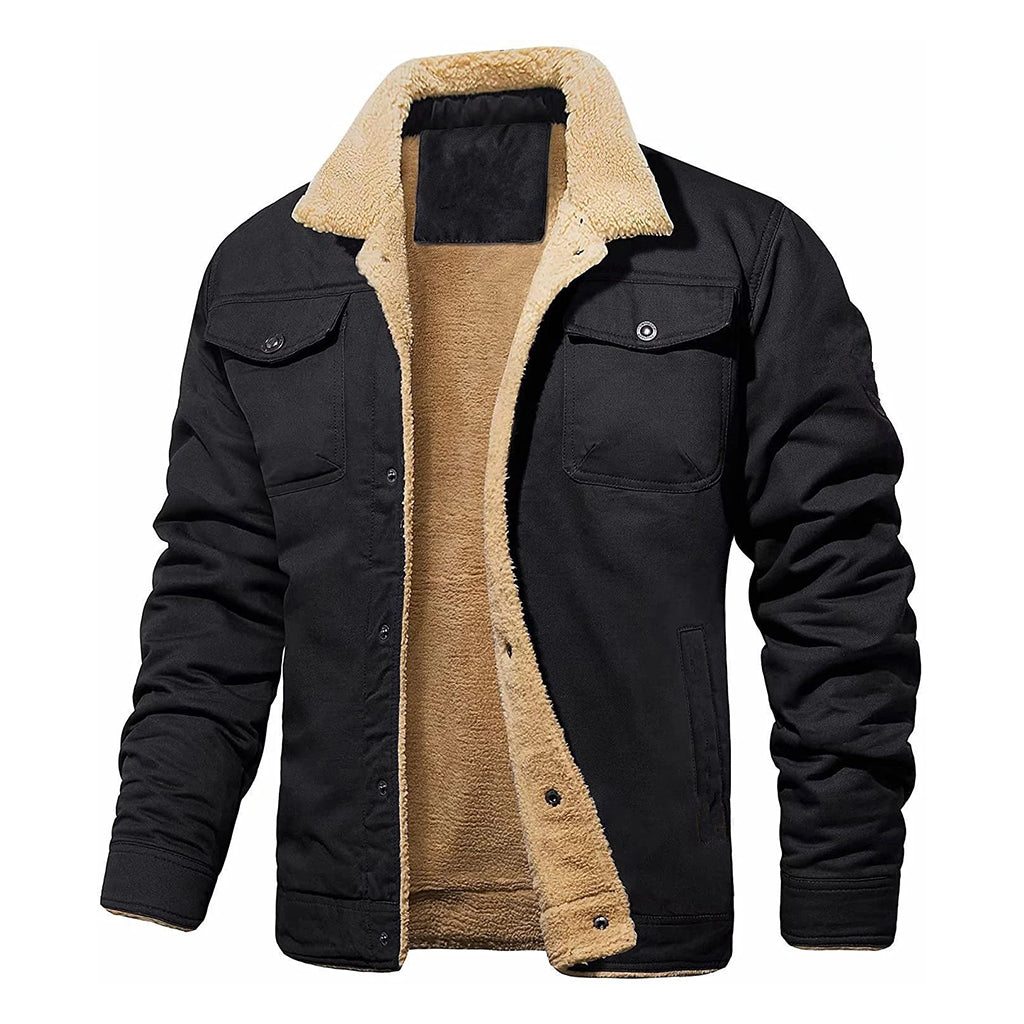 Diego | Chaqueta de trabajo informal de hombre con forro Sherpa y bolsillos utilitarios